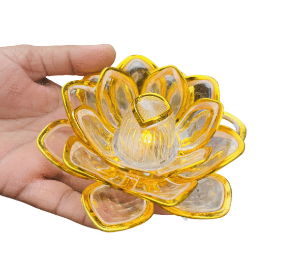 Gold Lotus Diya Light (Battery Operated) – Elegant Festival Decorative Candle