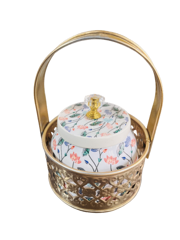 Premium Golden Dry Fruit Serving Bowl Basket – Elegant Decorative Gift Bowl for Home, Festive & Wedding Use