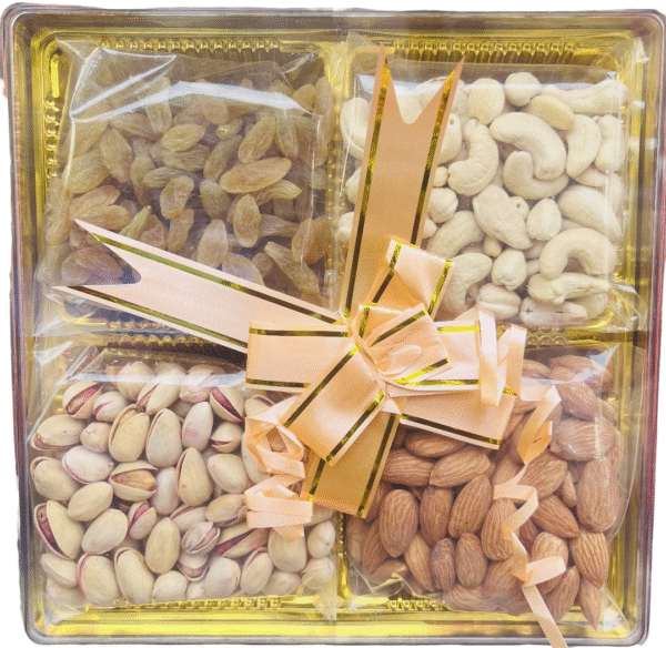 Premium Glass Box Dry Fruit Gift Box – 4 Varieties (100 g each) – Cashew, Almond, Pistachio, Raisin - Image 4