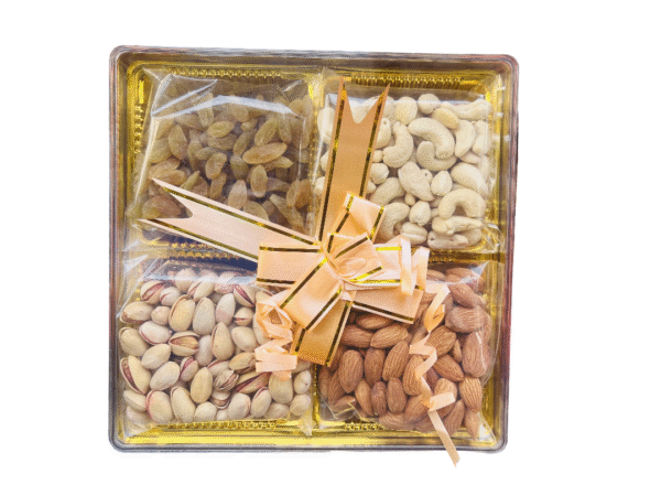 Premium Glass Box Dry Fruit Gift Box – 4 Varieties (100 g each) – Cashew, Almond, Pistachio, Raisin - Image 2