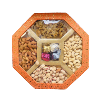 Premium Circle Dry Fruit With Chocolate Gift Box – 4 Varieties (100 g each) – Cashew, Almond, Pistachio, Raisin