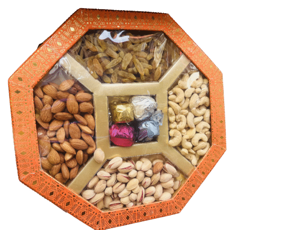Premium Circle Dry Fruit With Chocolate Gift Box – 4 Varieties (100 g each) – Cashew, Almond, Pistachio, Raisin - Image 5