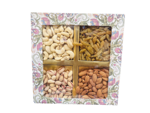 Premium Design Dry Fruit Gift Box – 4 Varieties (100 g each) – Cashew, Almond, Pistachio, Raisin - Image 2