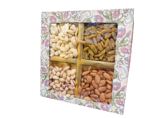 Premium Design Dry Fruit Gift Box – 4 Varieties (100 g each) – Cashew, Almond, Pistachio, Raisin - Image 3